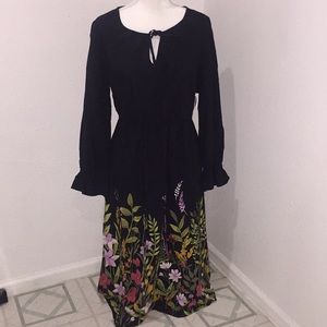NWT Old Navy Long Black Dress with peasant sleeves
